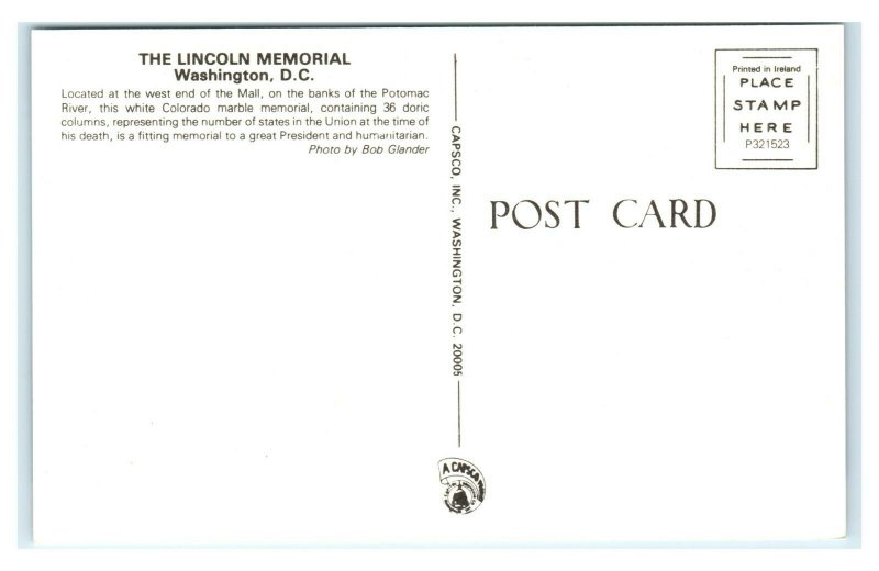 Postcard The Lincoln Memorial and Statue, Washington DC chrome E32