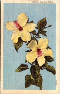 Hibiscus Hawaiian Islands Hi Linen Wob Note Ct Art Colortone Postcard 