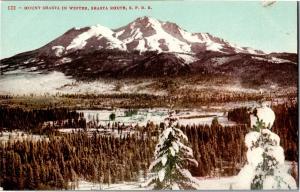 Mount Shasta in Winter, Shasta Route S.P.R.R. CA Vintage Postcard P09