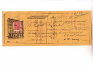 Custom Cheque from AM Bell & Co Prince Edward Island with a Canada Three Cent...