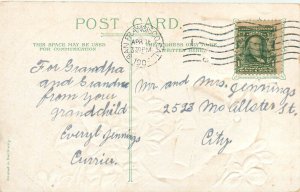 Embossed Easter Postcard Anthropomorphic Chicks Sing Hymns