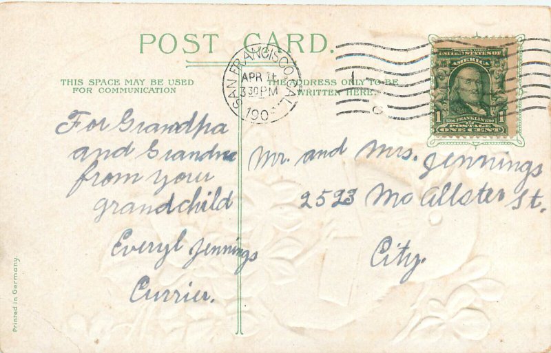 Embossed Easter Postcard Anthropomorphic Chicks Sing Hymns