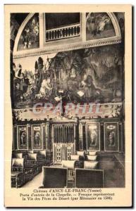 Old Postcard Chateau d'Ancy le Franc door of entrance to the Chapel Fresco re...