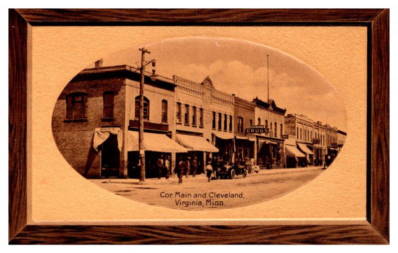 Minnesota Virginia , Main and Cleveland St. , Wood Picture Frame RPC DPO 1