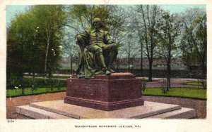 Vintage Postcard 1908 William Shakespeare Monument Statue Chicago Illinois ILL