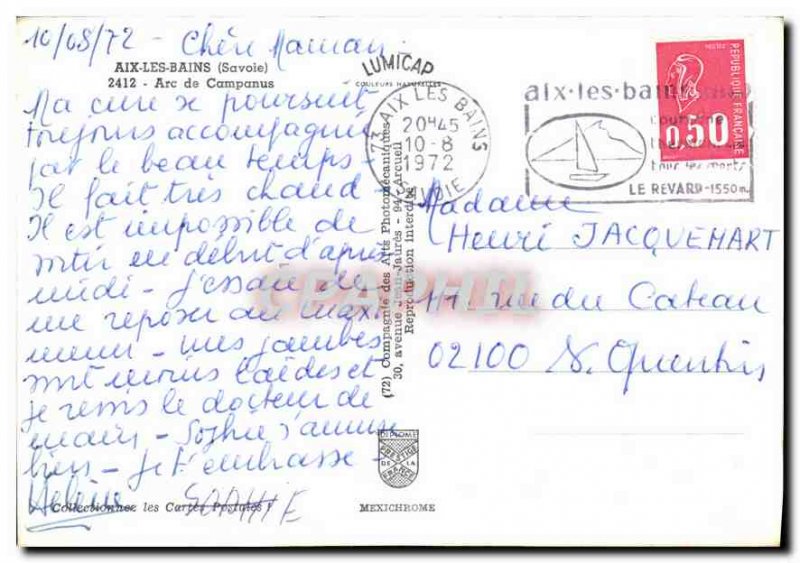 Modern Postcard Aix les Bains Savoie Arc of Campanus