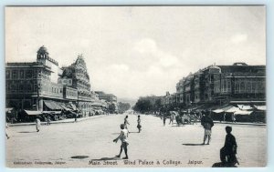 JAIPUR, INDIA ~ Wind Palace & College MAIN STREET Scene ca 1910s   Postcard