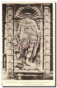 Postcard Old Heidelberg Statue Ruprechts I am Friedrichsbau Grunder der Unive...