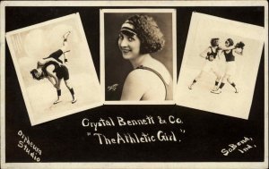 Vaudeville Crystal Bennett Co Women Wrestle Boxing ATHLETIC GIRL South Bend IN