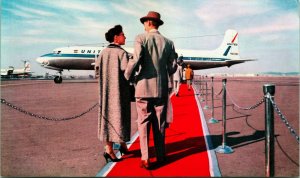 Vtg Postcard United Airlines Red Carpet Service DC-6 Airplane Jet Air Lines UNP