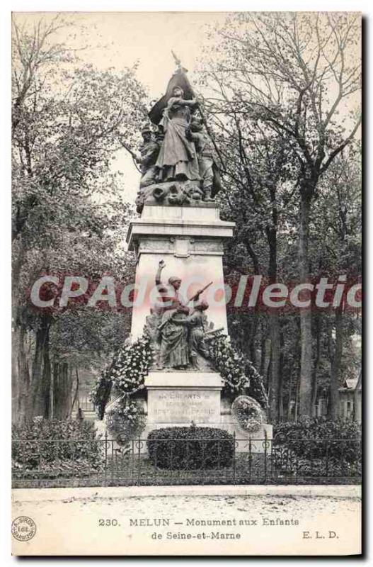 Old Postcard Melun Monument to the Children of Seine et Marne