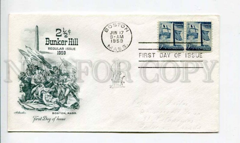 290342 USA 1959 year 2 1/2c Bunker Hill regular issue First day COVER