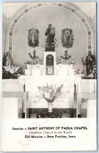 c1950s Festina, IA RPPC Saint Anthony of Padua Chapel Smallest Church Photo A107