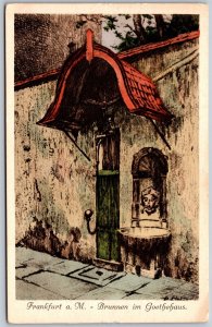 Vtg Frankfurt Germany Fountain In The Goethe House Bernhard Liebig Art Postcard