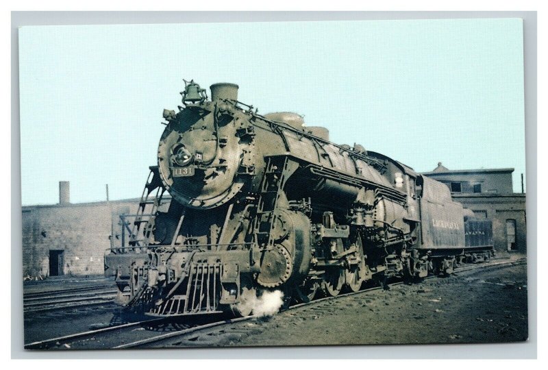 Vintage 1940's Postcard Lackawanna Railroad Steam Locomotive at the Enginehouse