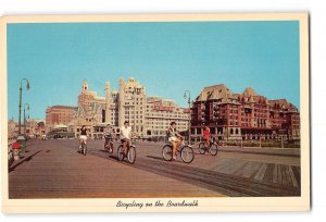Atlantic City New Jersey Vintage Postcard Bicycling on the Boardwalk