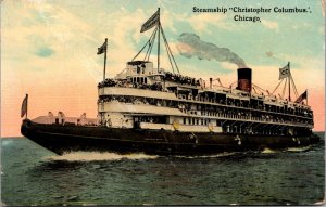Postcard Steamship Christopher Columbus in Chicago