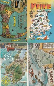 Maine Cape Ann Cod 4x Map Postcard s
