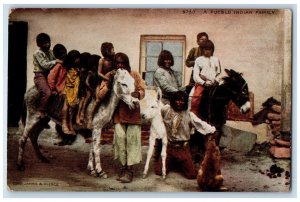 View Of A Pueblo Indian Family New Mexico NM Antique Unposted Postcard 