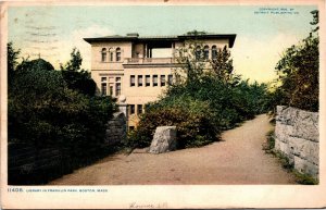 Postcard MA Boston -Library in Franklin Park