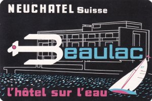 Switzerland Neuchatel L'Hotel Sur L'Eau Vintage Luggage Label sk3421