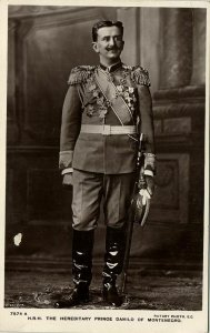 montenegro, Crown Prince Danilo in Uniform, Medals (1910s) Rotary RPPC Postcard