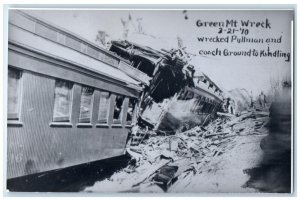 c1960 Green Mt Wreck Coach Pullman Iowa Train Depot Station RPPC Photo Postcard