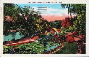 Lily Pond Soldiers Home Dayton Ohio Linen Postcard C094