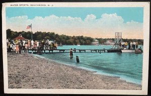 Vintage Postcard 1929 Water Sports, Beachwood, New Jersey (NJ)