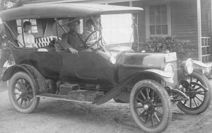 Family  Riding in Car with Dog Real Photo Vintage Postcard AA68490