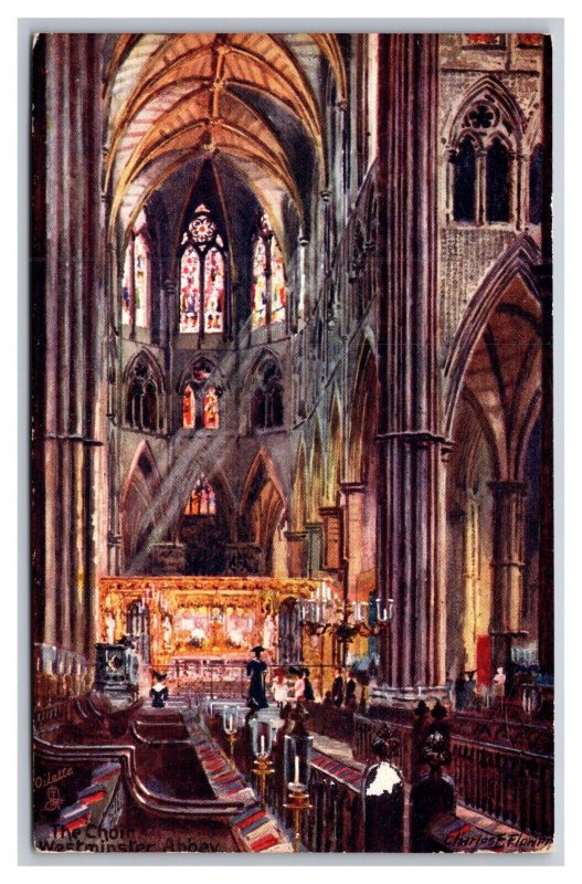 Vintage 1910s Raphael Tuck Postcard The Choir Westminster Abbey Chapel Unposted
