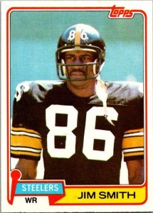 1981 Topps Football Card Jin Smith Pittsburgh Steelers sk60487
