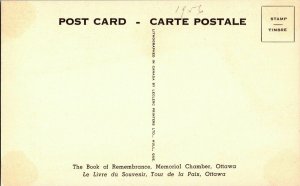 Book Remembrance Memorial Chamber Ottawa Postcard Vintage Unposted Unused Vtg 