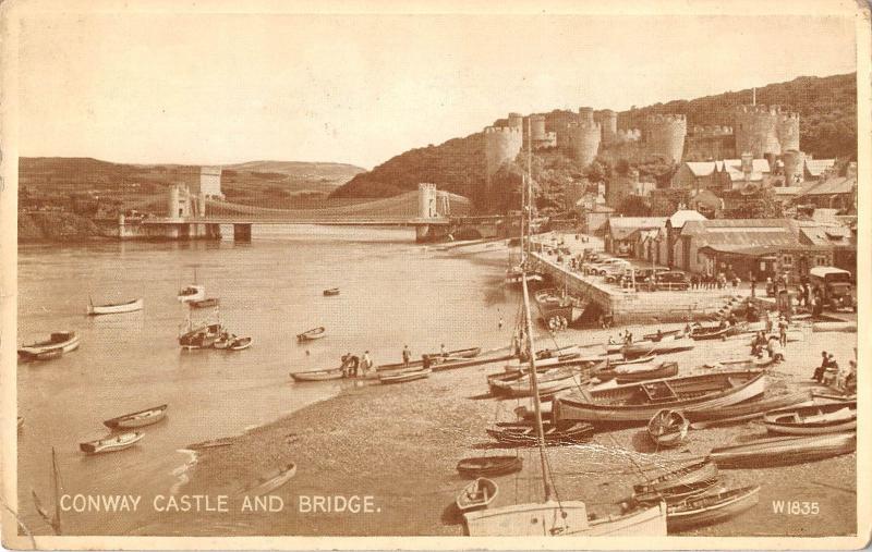 uk2224 conway conwy castle and bridge wales ship real photo uk