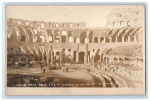 c1920's Party From USS Pittsburgh In Roman Colosseum RPPC Photo Vintage Postcard 