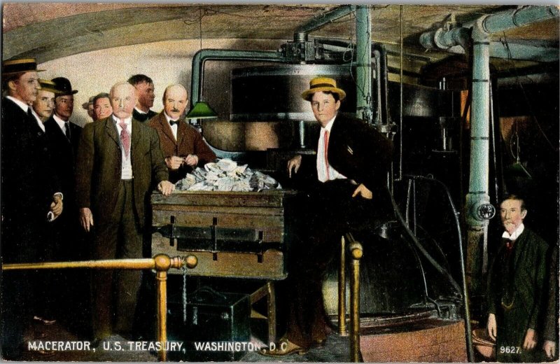 Macerator in Use at U.S. Treasury Washington DC Vintage Postcard R31