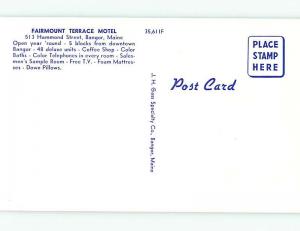 Unused Pre-1980 FAIRMOUNT TERRACE MOTEL Bangor Maine ME s4793