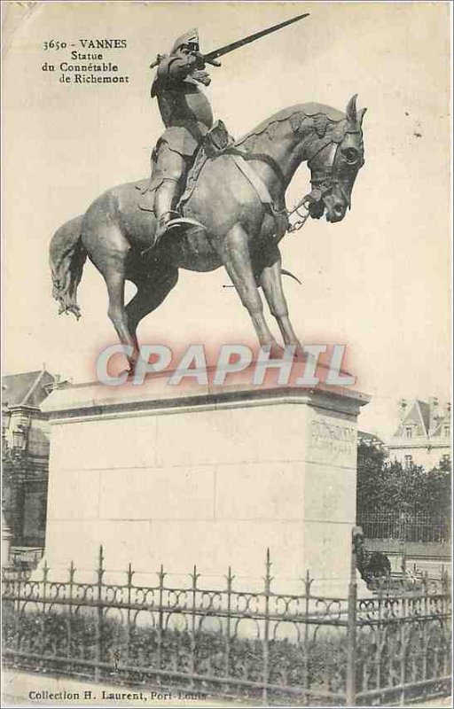 Old Postcard Vannes Statue Connetable de Richemont