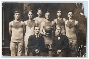 c1910's Waldorf College Basketball Forest City Iowa IA RPPC Photo Postcard