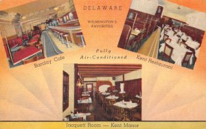 Wilmington Delaware Kent Hotel Barclay Cafe Restaurant Vintage Postcard AA83446