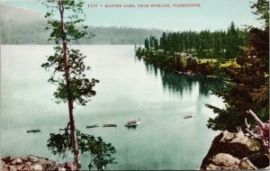 Hayden Lake near Spokane WA Washington Boats Unused Edward Mitchell Postcard E98