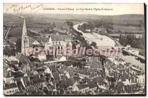 Old Postcard Auxerre View Of The Pont Neuf And I'Yonne I'Eglise St Germain