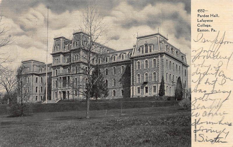 Pardee Hall, Lafayette College, Easton, Pennsylvania, 1906 Postcard, Used