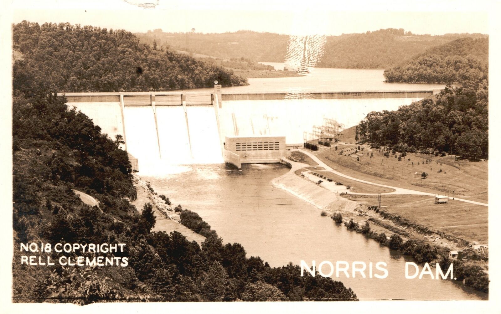 Vintage Postcard 1945 Rell Clements Norris Dam Norris Lake Tennessee TN