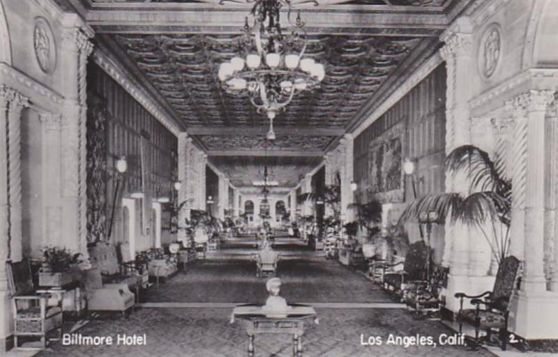 California Los Angeles Biltmore Hotel Lobby Real Photo