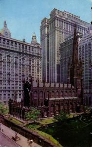 NEW YORK, N.Y., Trinity Church, Broadway and Wall Street (1960s)