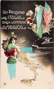 J57/ Interesting RPPC Postcard c1910 Italy Italian Liberty Women USA 124