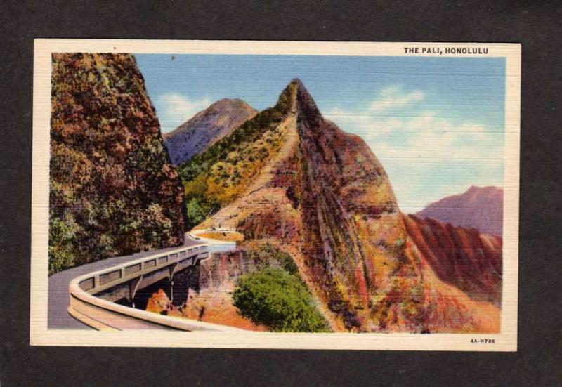 HI The Nuuanu Pali Road Waikiki Honolulu Hawaii Postcard Linen PC