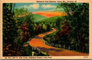 Sherburne Pass Highway Green Mountains Vermont VT Linen Postcard D12
