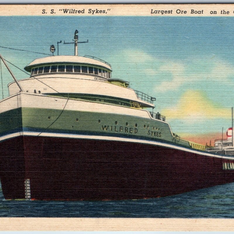 1950 Indiana Harbor IN Lake Superior SS Wilfred Sykes Freight Ship PC Teich A207